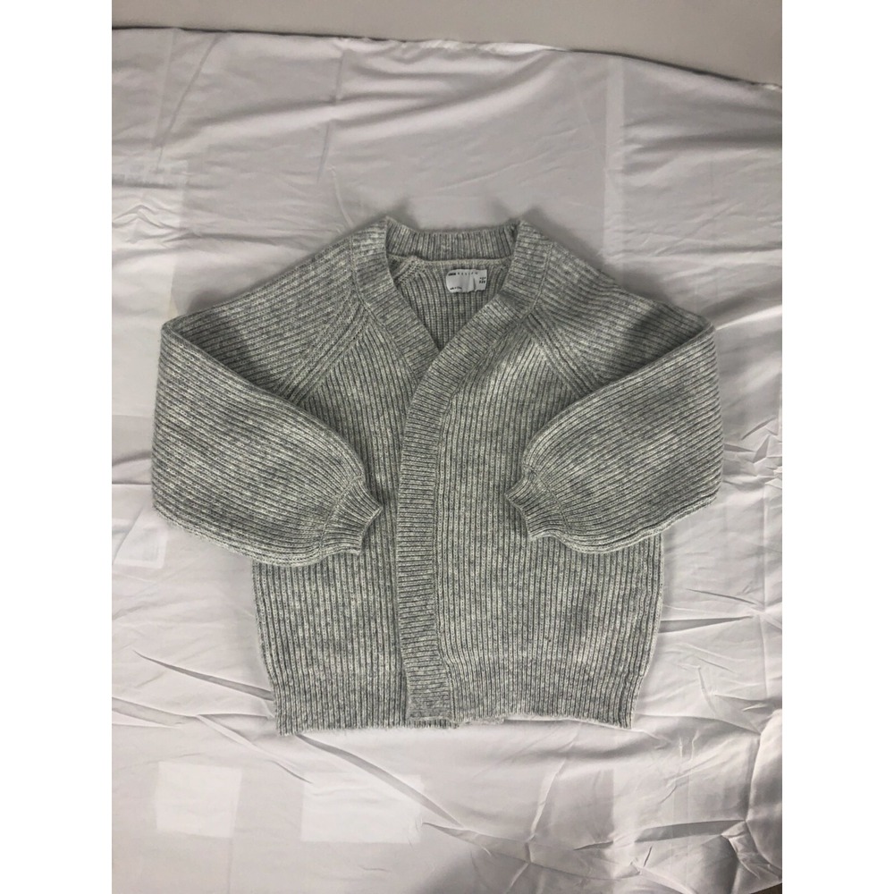 ASOS Design Gray Womens Size 2 Knit Cardigan Sweater Acrylic Coat Puff Sleeve